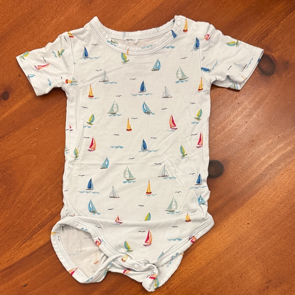 Posh Peanut Sailboat Print Baby Onesie